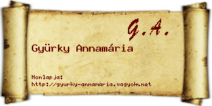Gyürky Annamária névjegykártya